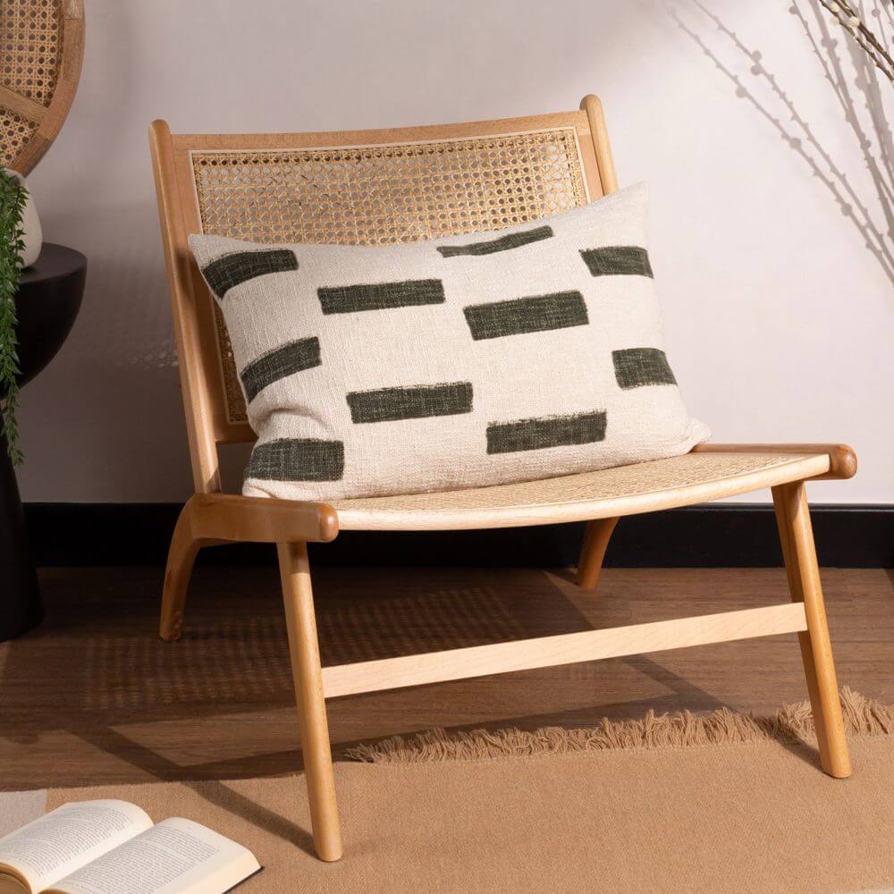 Printed Slub Cotton Feather Cushion